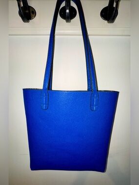 Classic Blue and Floral Reversible Tote Bag - Womens Shoulder Bag
